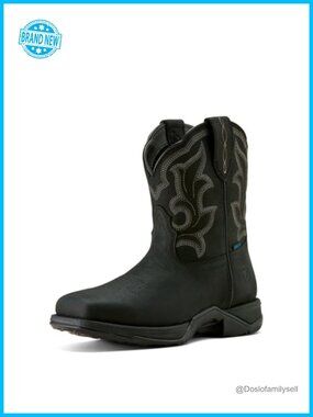 Waterproof Leather Western Cowgirl Work Boots Square Toe Calf High